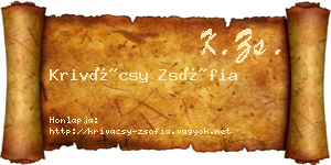 Krivácsy Zsófia névjegykártya