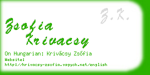 zsofia krivacsy business card