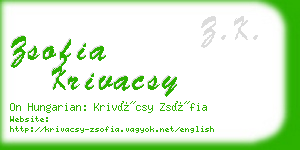 zsofia krivacsy business card